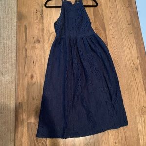 Navy blue midi lace dress